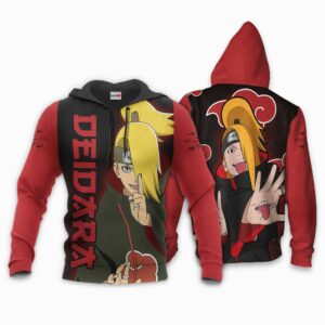 Akatsuki Deidara Hoodie Shirt Naruto Anime Zip Jacket 8