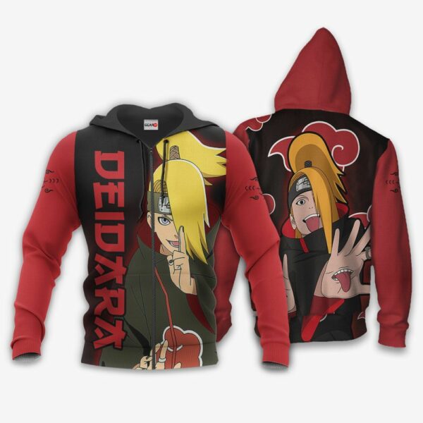 Akatsuki Deidara Hoodie Shirt Naruto Anime Zip Jacket 1