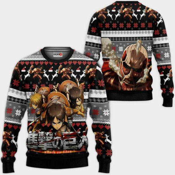 AOT Squad Ugly Christmas Sweater Custom Anime Attack On Titan XS12 1