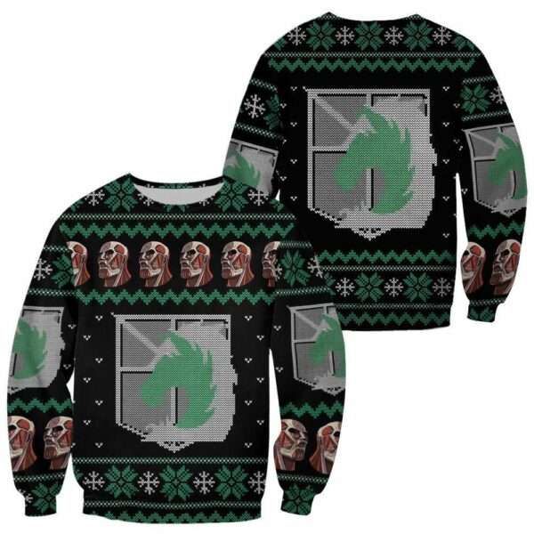 Attack On Titan Ugly Christmas Sweater Military Badged Police Xmas Gift Custom Clothes 1