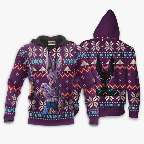 Beerus Ugly Christmas Sweater Custom Anime Dragon Ball XS12 3