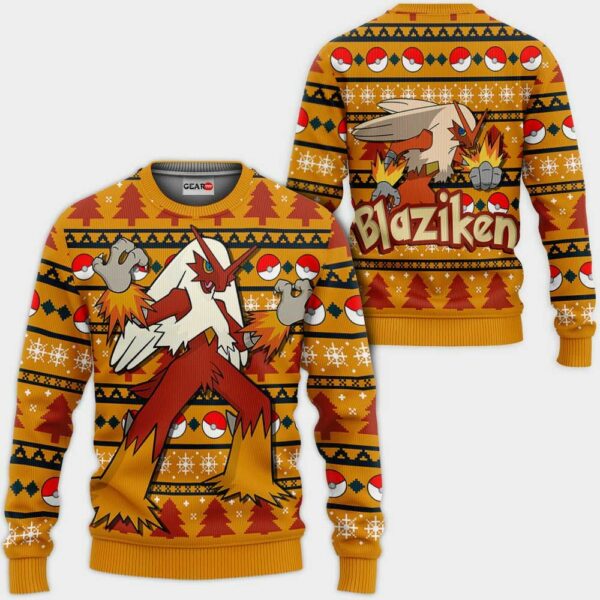 Blaziken Ugly Christmas Sweater Custom Anime Pokemon XS12 1