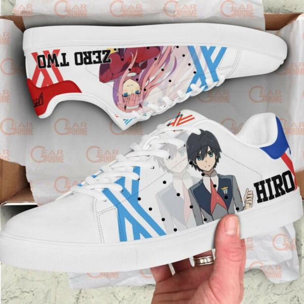 Darling in the Franxx Zero Two and Hiro Skate Shoes Custom Anime Sneakers 2