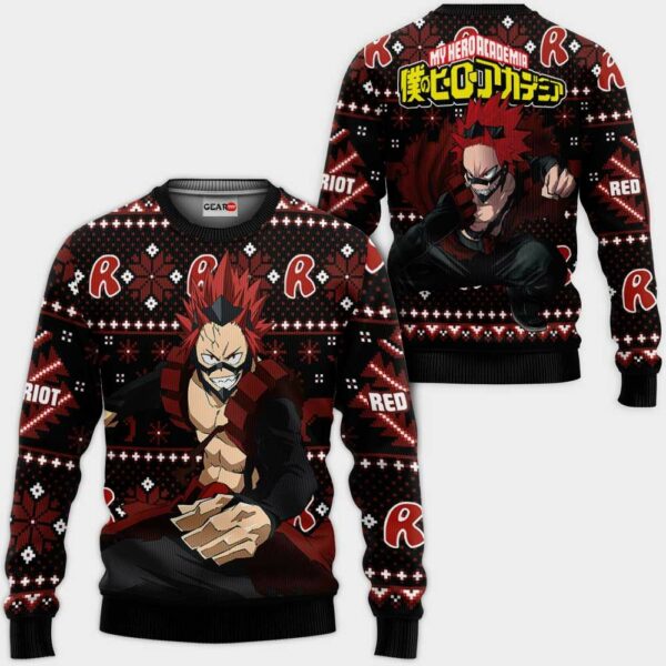 Eijirou Kirishima Ugly Christmas Sweater Custom Anime My Hero Academia XS12 1