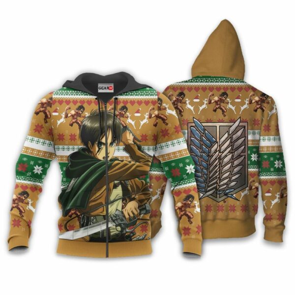 Eren Yeager Ugly Christmas Sweater Custom Anime Attack On Titan XS12 2