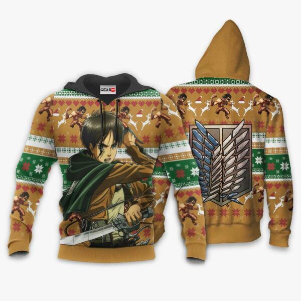Eren Yeager Ugly Christmas Sweater Custom Anime Attack On Titan XS12 3