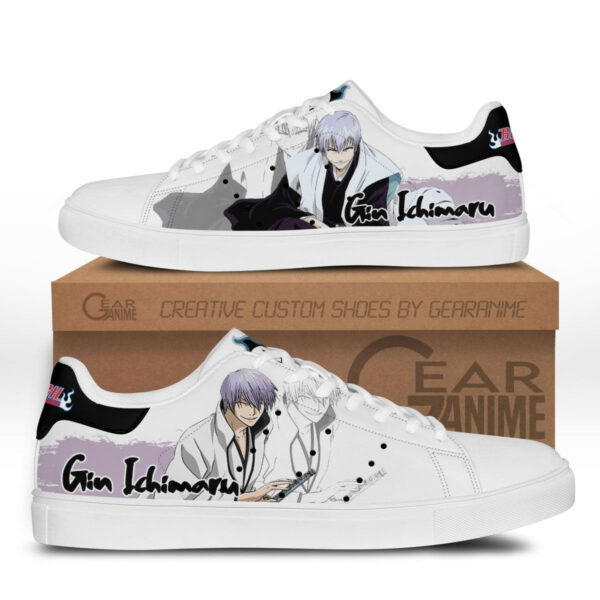 Gin Ichimaru Skate Shoes Custom Anime Bleach Shoes 1