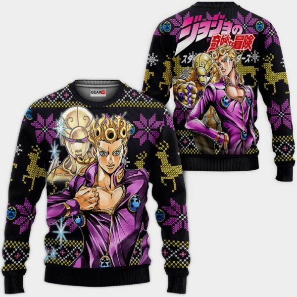 Giorno Giovanna Ugly Christmas Sweater Custom Anime JJBA XS12 1