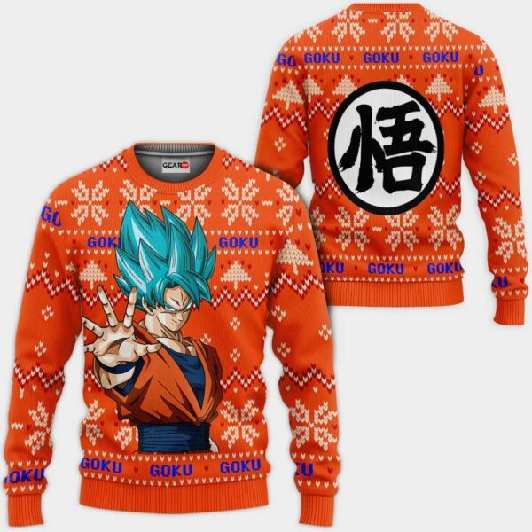 Goku Blue Ugly Christmas Sweater Custom Anime Dragon Ball XS12 1