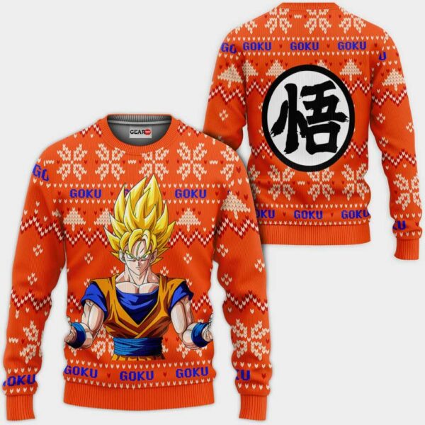 Goku Super Saiyan Christmas Sweater Custom Anime Dragon Ball XS12 1