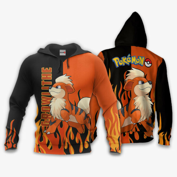 Growlithe Hoodie Custom Pokemon Anime Merch Clothes Flames Style 3