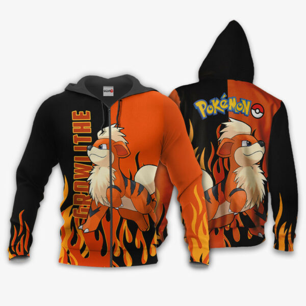 Growlithe Hoodie Custom Pokemon Anime Merch Clothes Flames Style 1