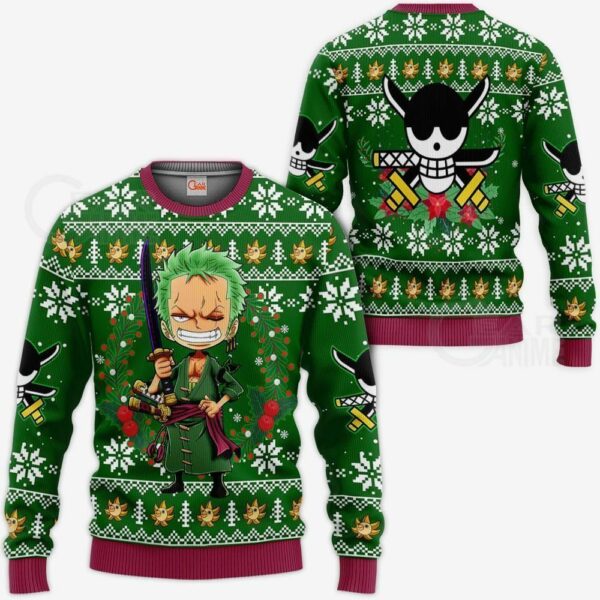 Happy Zoro Ugly Christmas Sweater One Piece Anime Xmas 1