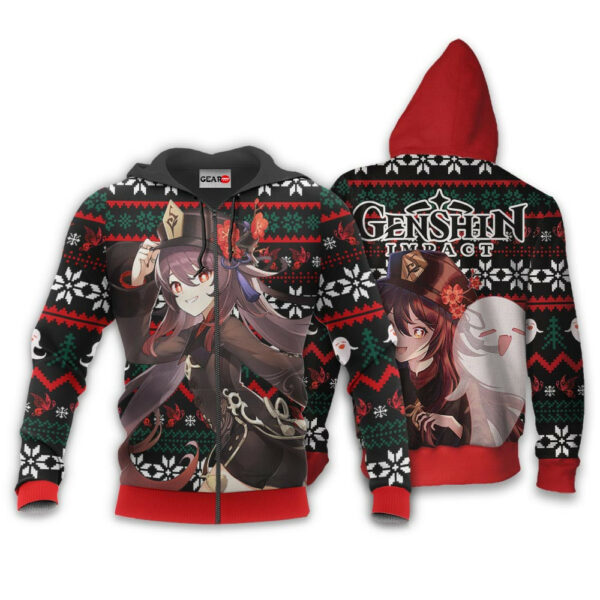 Hu Tao Ugly Christmas Sweater Custom Anime Genshin Impact XS12 2