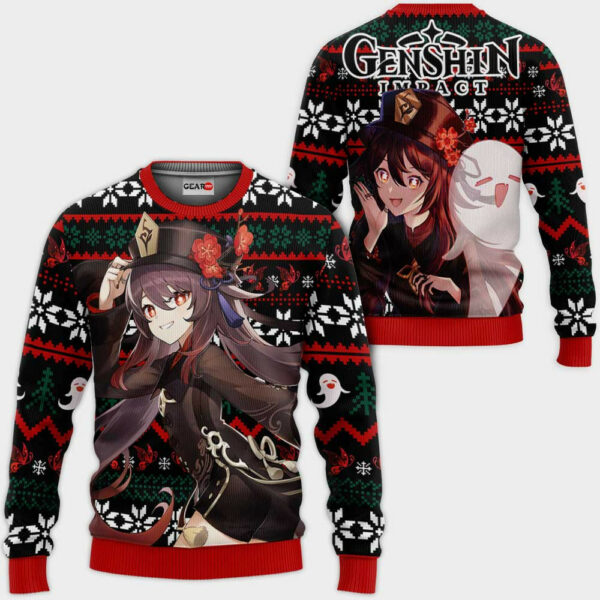 Hu Tao Ugly Christmas Sweater Custom Anime Genshin Impact XS12 1