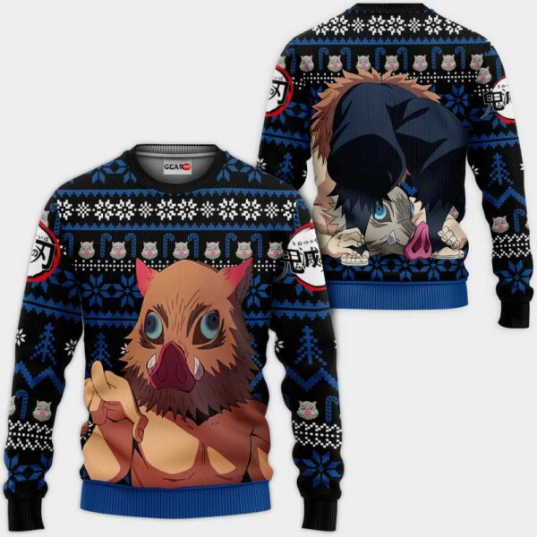 Inosuke Ugly Christmas Sweater Custom Anime Kimetsu XS12 1