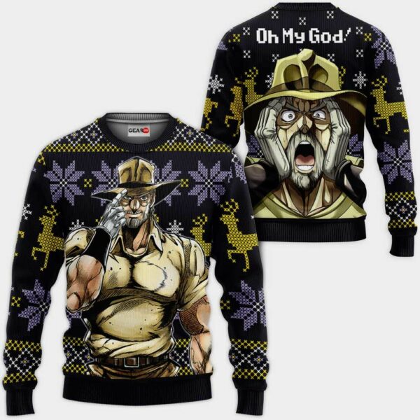 Joseph Joestar Ugly Christmas Sweater Custom Anime JJBA XS12 1