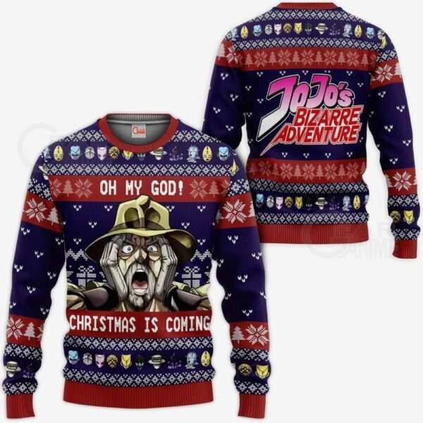 Joseph Joestar Ugly Christmas Sweater Oh My God jj's Anime 1