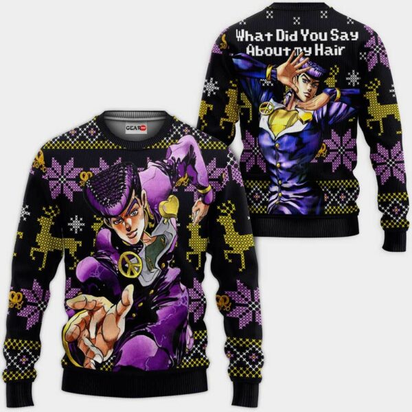 Josuke Higashikata Ugly Christmas Sweater Custom Anime JJBA XS12 1