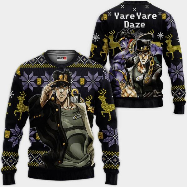 Jotaro Kujo Ugly Christmas Sweater Yare Yare Daze Custom jj's Anime XS12 1