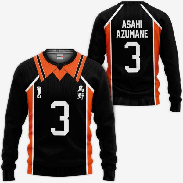 Karasuno Asahi Azumane Uniform Hoodie Num 3 Haikyuu Anime Jacket 2