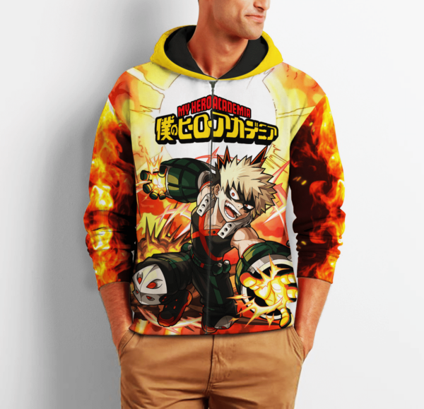 Katsuki Bakugou Zip Hoodie My Hero Academia Anime Shirt Fan Gift HA06 3