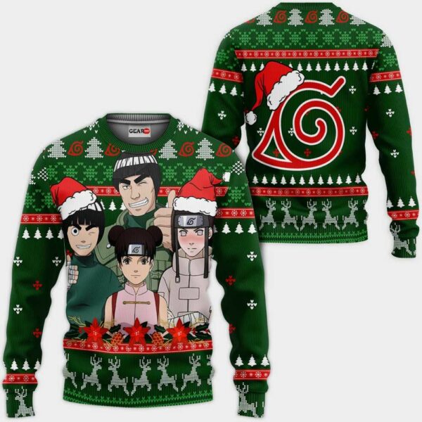 Konoha Team Guy Ugly Christmas Sweater Custom Naruto Anime XS12 1