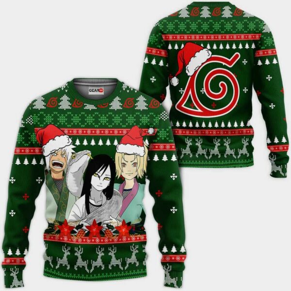 Konoha Team Sannin Ugly Christmas Sweater Custom Naruto Anime XS12 1