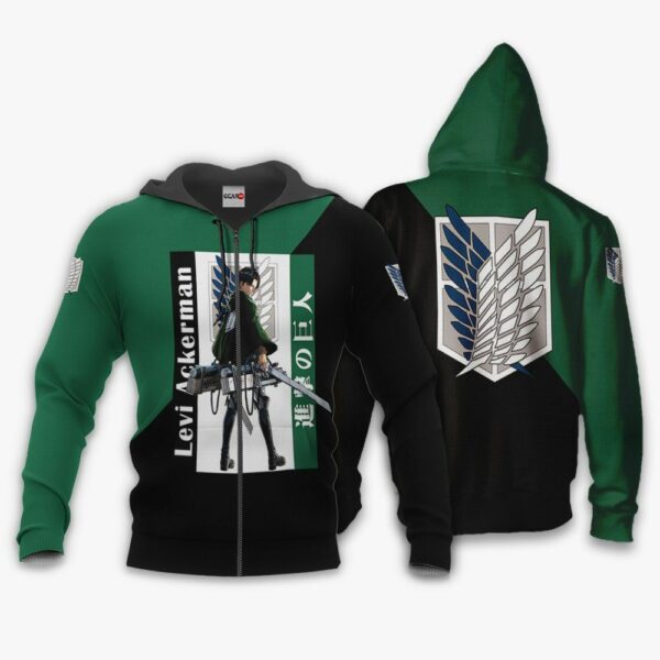 Levi Ackerman Hoodie Shirt Attack On Titan Anime Zip Jacket 1