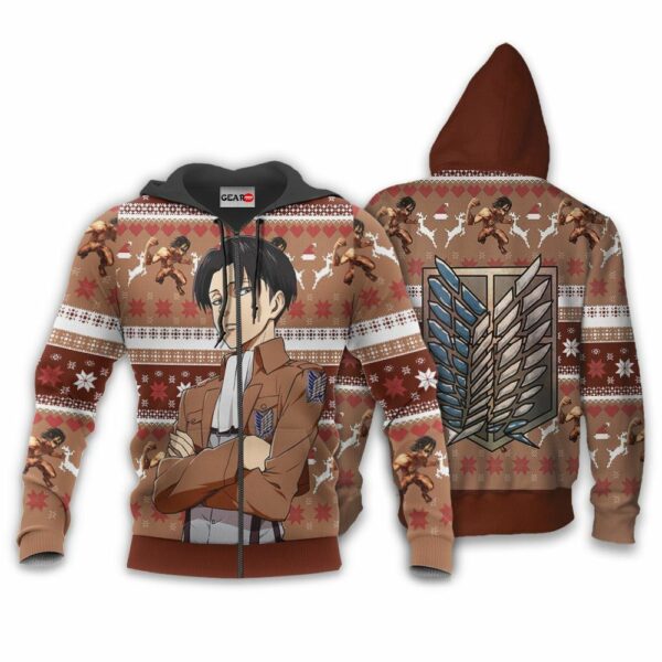 Levi Ackerman Ugly Christmas Sweater Custom Anime Attack On Titan XS12 2