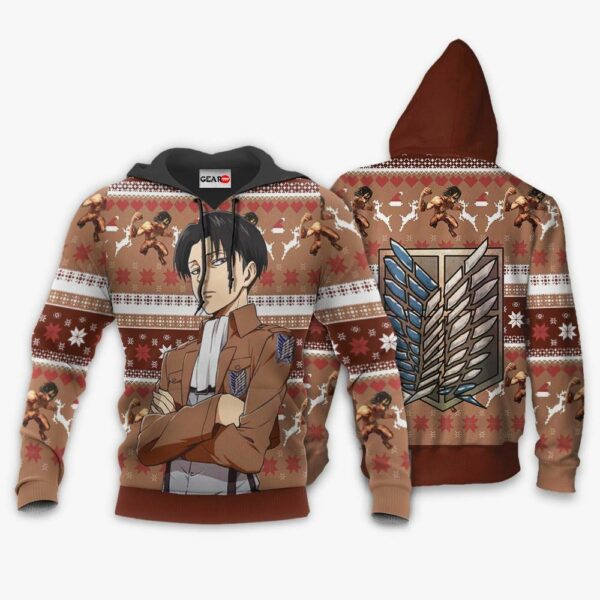 Levi Ackerman Ugly Christmas Sweater Custom Anime Attack On Titan XS12 3