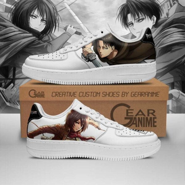 Levi and Mikasa Ackerman Sneakers AOT Custom Anime Shoes PT11 1