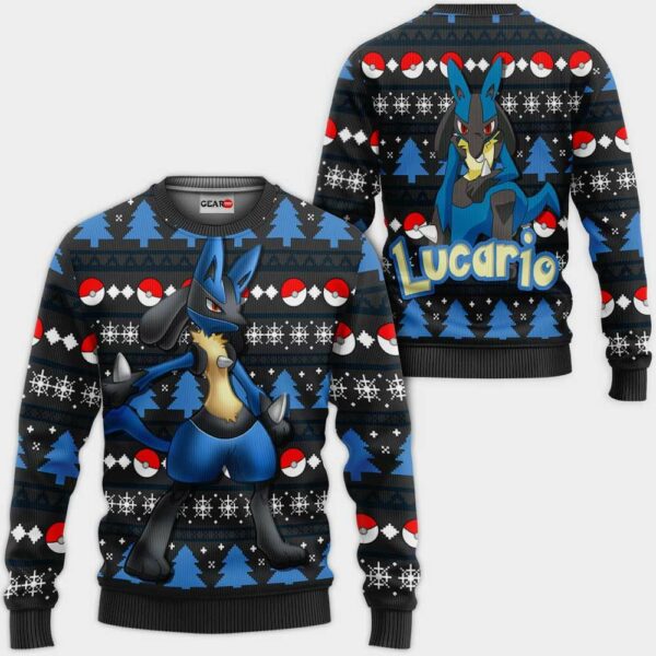 Lucario Ugly Christmas Sweater Custom Anime Pokemon XS12 1