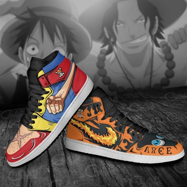 Luffy And Ace Shoes Custom Anime One Piece Sneakers 4