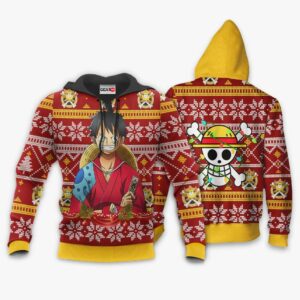 Luffy Ugly Christmas Sweater Custom Wano One Piece Anime XS12 7