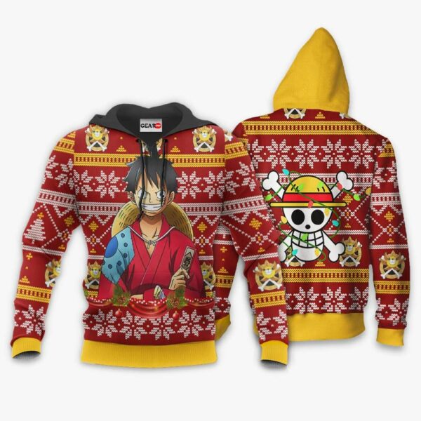 Luffy Ugly Christmas Sweater Custom Wano One Piece Anime XS12 3