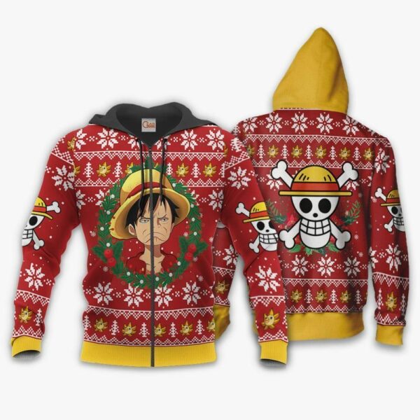 Luffy Ugly Christmas Sweater Funny Face One Piece Anime Xmas 2