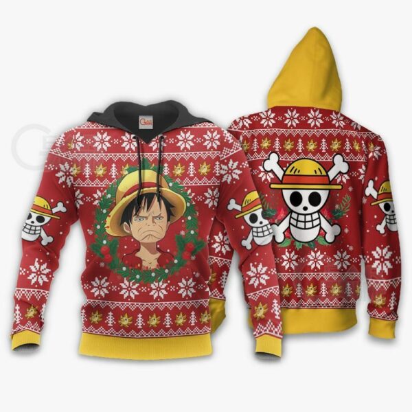Luffy Ugly Christmas Sweater Funny Face One Piece Anime Xmas 3
