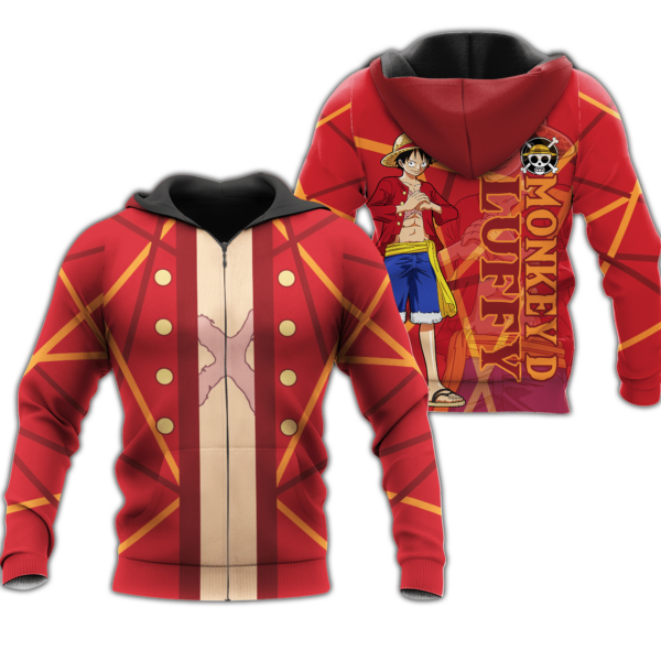 Luffy Zip Hoodie Cosplay One Piece Anime Shirt 1