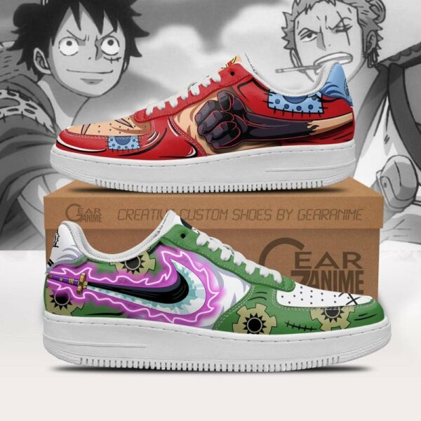 Luffy & Zoro Air Shoes Custom Wano Arc Haki One Piece Anime Sneakers 1