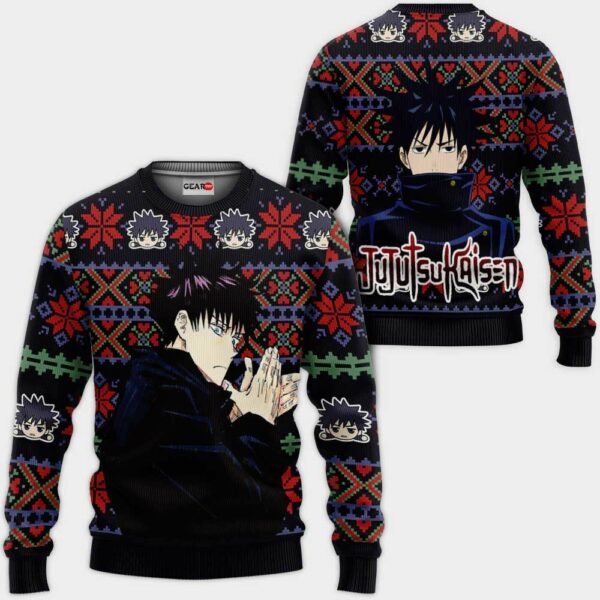 Megumi Fushiguro Ugly Christmas Sweater Custom Anime Jujutsu Kaisen XS12 1