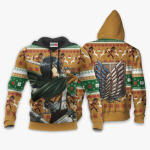 Mikasa Ackerman Ugly Christmas Sweater Custom Anime Attack On Titan XS12 7