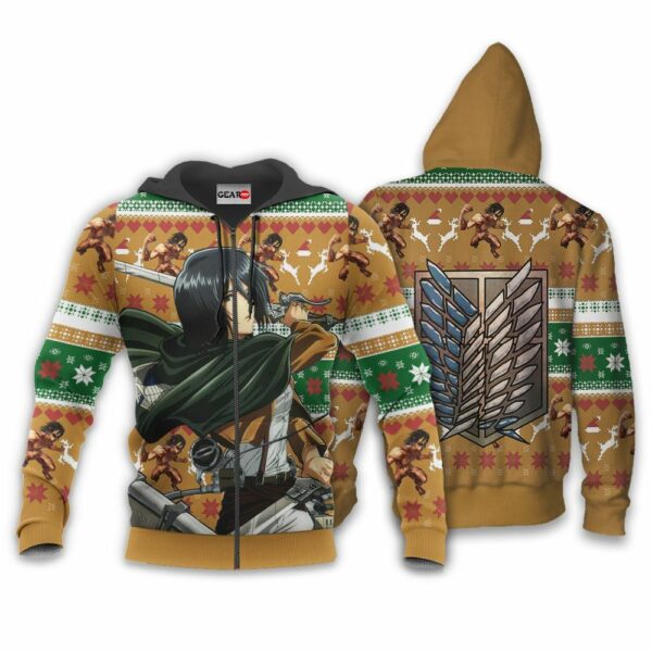 Mikasa Ackerman Ugly Christmas Sweater Custom Anime Attack On Titan XS12 2