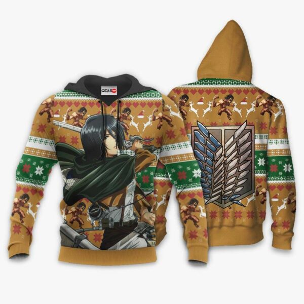 Mikasa Ackerman Ugly Christmas Sweater Custom Anime Attack On Titan XS12 3