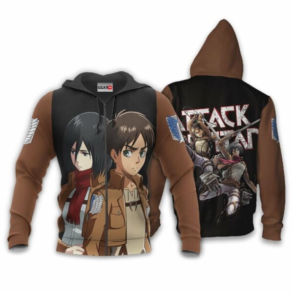 Mikasa And Eren Hoodie Custom Attack On Titan Anime Merch Clothes Valentine's Gifts 1