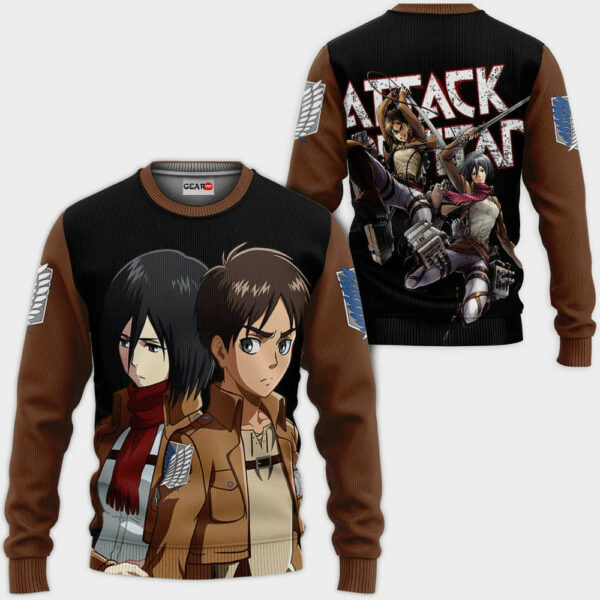 Mikasa And Eren Hoodie Custom Attack On Titan Anime Merch Clothes Valentine's Gifts 2