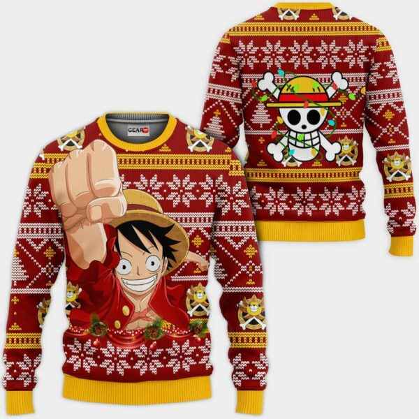 Monkey Luffy Ugly Christmas Sweater Custom One Piece Anime XS12 1