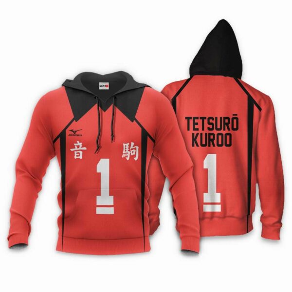 Nekoma Tetsuro Kuroo Hoodie Number 1 Uniform Haikyuu Anime Shirts 4