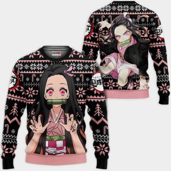 Nezuko Ugly Christmas Sweater Custom Anime Kimetsu XS12 1
