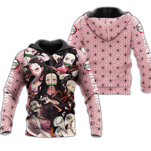 Nezuko Zip Hoodie Kimetsu Anime Merch Clothes 1